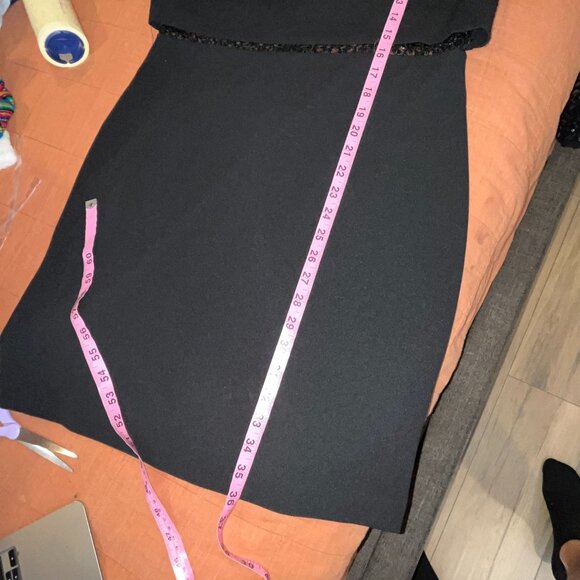 Aidan By Adrianna Papell Black Mesh Long Sleeve Sheath Dress Size 12 - Picture 7 of 9